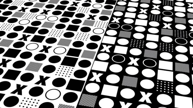 Background with Symbols of Circles and Squares in black and white