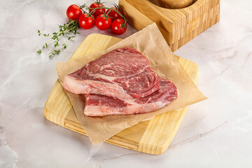 Uncooked raw beef steak for grill