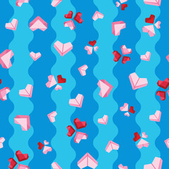 Origami Heart Seamless Surface Pattern Design