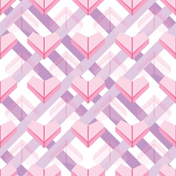 Origami Heart Seamless Surface Pattern Design