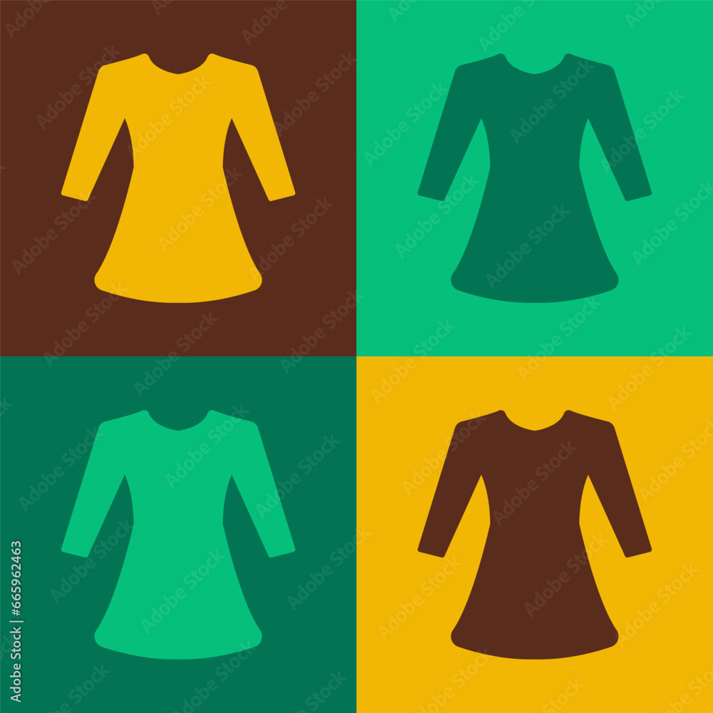 Wall mural Pop art Woman dress icon isolated on color background. Clothes sign. Vector