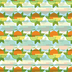 Orange, Lemon and Lime Slice Seamless Surface Pattern Design