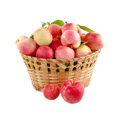 Fresh apples in the basket, isolated