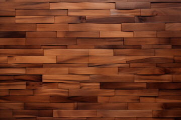 Wooden background texture featuring rich brown acoustic panels. This rustic wood panel banner is...