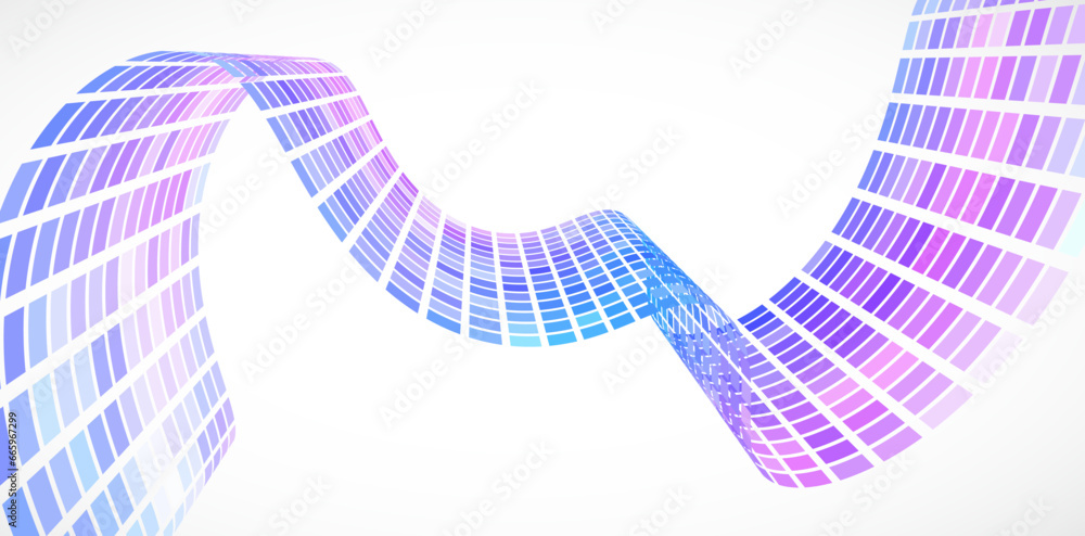 Poster abstract retro background. waves are made of squares. pixel art vector illustration.