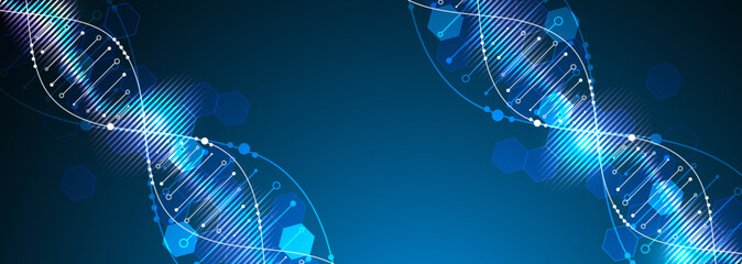 Science template, wallpaper or banner with a DNA molecules.