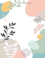 Design banner frame flower Spring background with beautiful. flower background for design. Colorful background with tropical plants. Place for your text.