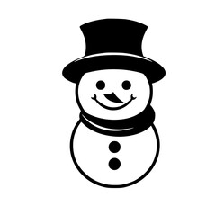 Festive Snowman Vector Illustration for Winter Holidays, Perfect for Christmas Cards, Holiday Decorations, and Winter-Themed Projects - Cute, Smiling Snowman Character in Red Scarf and Top Hat