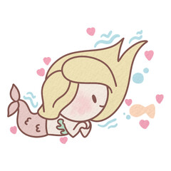 Watercolor Cute Mermaid Clipart Enchanting Underwater Fantasy Colorful Characters Illustrations