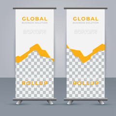 professional Roll up banner template with Yellow  shapes