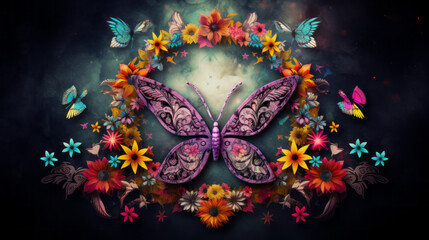 Obraz na płótnie Canvas A creative lgbtq butterfly on a flower background