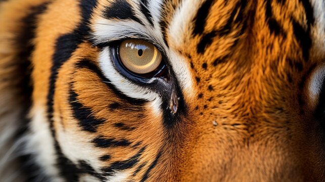 Close up of the face of an Amur Tiger Panthera tigris altaica
