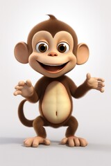 funny cartoon character cute monkey 3d animation Made with Generative AI