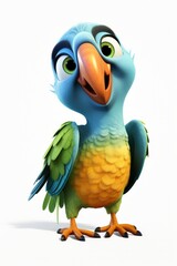 funny cartoon character cute parrot 3d animation Made with Generative AI