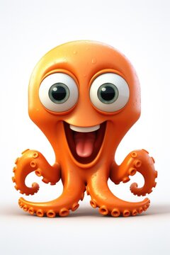 funny cartoon character cute OCTOPUS 3d animation Made with Generative AI