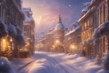 a beautiful and romantic city of winter. Generative AI