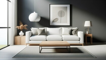 A chic modern living room with minimalist design elements