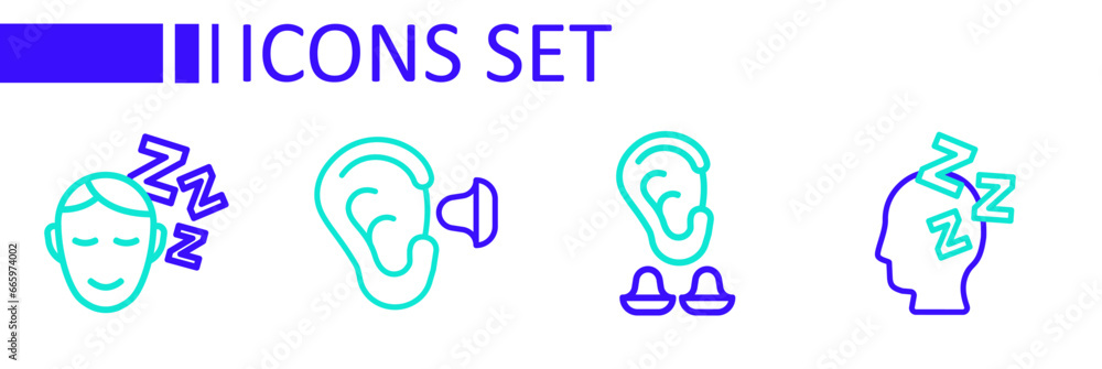 Canvas Prints Set line Dreams, Earplugs and ear, and icon. Vector