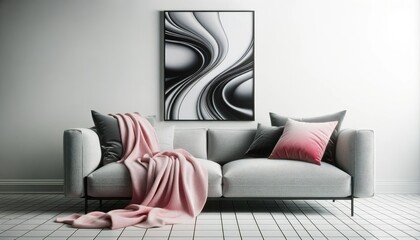 Photo of a sleek and modern living room setting