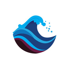 water wave logo, beach waves, sea, vector design
