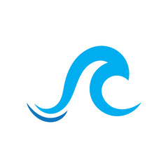 water wave logo, beach waves, sea, vector design