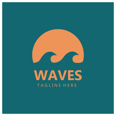 water wave logo, beach waves, sea, vector design