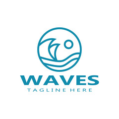 water wave logo, beach waves, sea, vector design