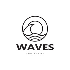 water wave logo, beach waves, sea, vector design