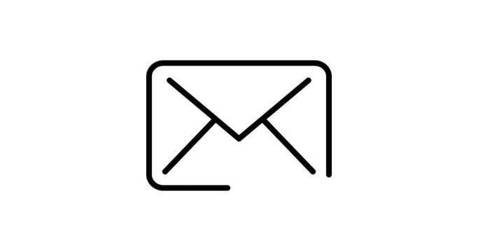 mail envelope animated outline icon with alpha channel. mail envelope 4k video animation for web, mobile and ui design