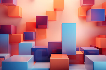 Abstract colorful boxy shaped business background, Abstract Geometry Meets Corporate Vibes: Colorful Boxy Backgrounds