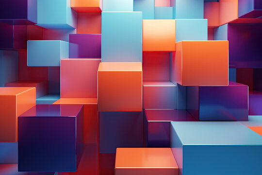 Abstract colorful boxy shaped business background, Abstract Geometry Meets Corporate Vibes: Colorful Boxy Backgrounds