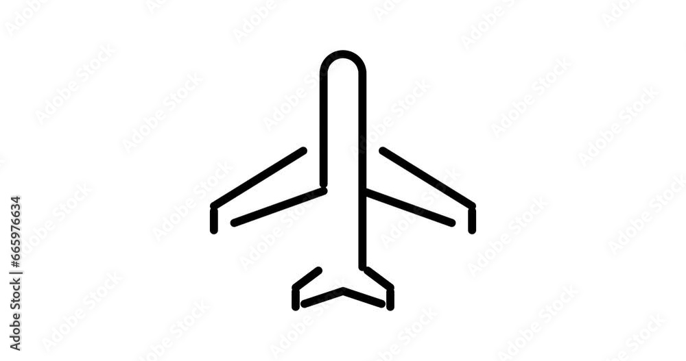 Aufkleber airplane animated outline icon with alpha channel. airplane 4k video animation for web, mobile and u