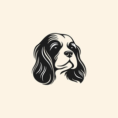 Vector isolated one single dog head black and white silhouette. Template for laser engraving or stencil. hand drawn line style vector illustration isolated on white background