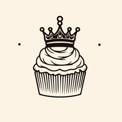Creative Cupcake Muffin Logo Vector Design Icon Symbol. outline., Line style. Vector illustration.