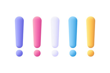 Exclamation sign. Alert, warning and danger concept. 3d vector icon. Cartoon minimal style.