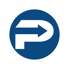letter P arrow logo icon