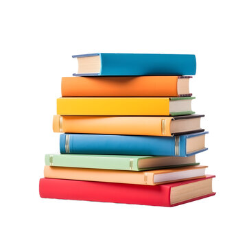 Stack of chilren books on transparent background. Children books element. Png books.
