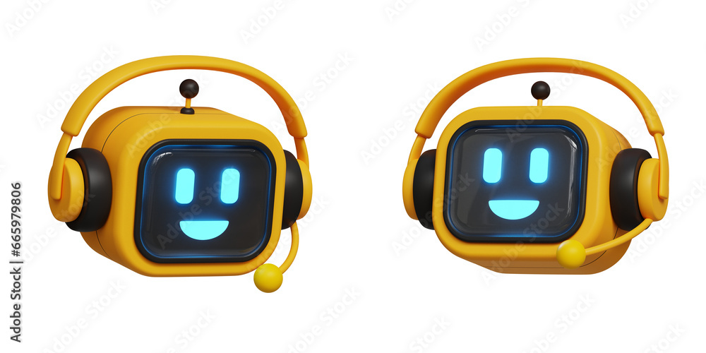 Poster 3d business automation concept. artificial bot mind. chatbot service. ai customer support. 3d illust