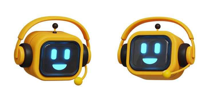 3D business automation concept. Artificial bot mind. Chatbot service. AI customer support. 3d illustration