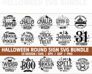 Halloween Round sign SVG Bundle