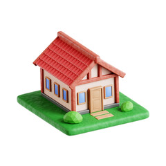 3D Illustration of Charming Farmhouse in Spring