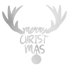 Silver Merry Christmas Lettering With Antlers