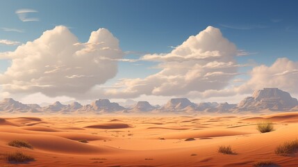 Fototapeta na wymiar An expansive desert with towering sand dunes.