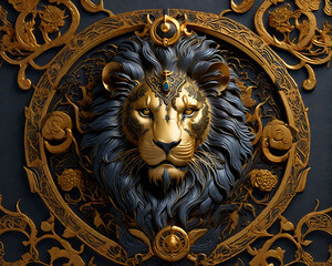 Black & Gold Intricate Lion