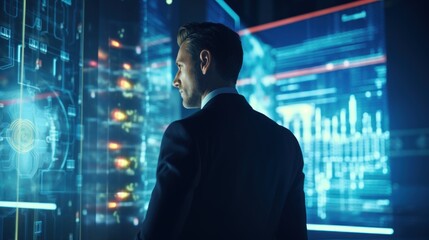 Fototapeta premium Businessman checking big data information.