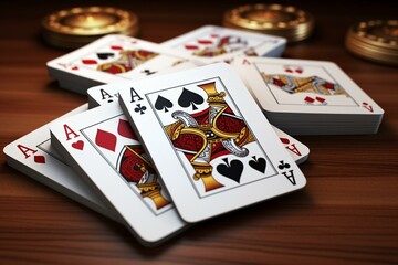 3D tokens poker cards gambling. Generative AI