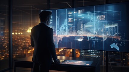 Businessman checking big data information.