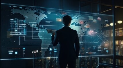 Businessman checking big data information.