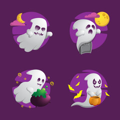 Cute halloween ghost collection set