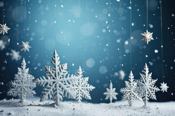 Fototapeta na wymiar Snow flakes backdrop , White snowflake winter christmas snow background